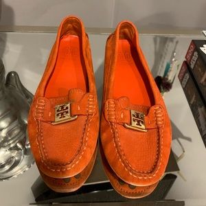 Tory Burch orange loafers